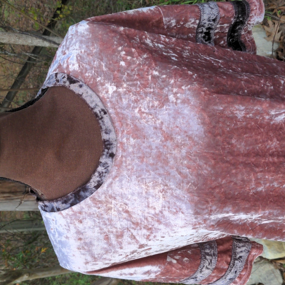 POL Pink Rose & Brown Crushed Velvet Crew Neck Short Sleeve Jersey-Style Top - Picture 5 of 13